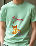 Sage Green Bambi And Thumper Sitting Together Graphic T-Shirt - model wearing view