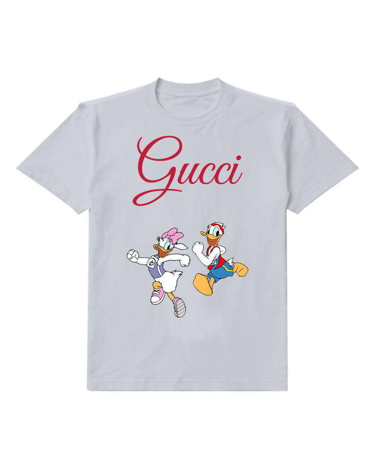 Pale Lavender Duck Duo Racing In Dynamic Motion Graphic T-Shirt - front product view