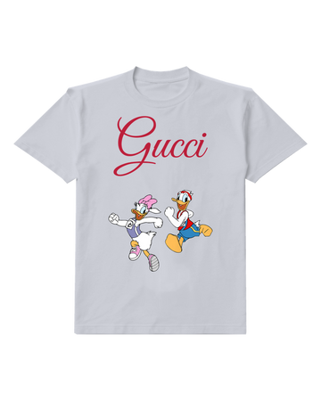 Pale Lavender Duck Duo Racing In Dynamic Motion Graphic T-Shirt - front product view