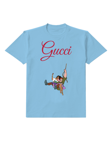 Sky Blue Esmeralda And Quasimodo Swinging Together Graphic T-Shirt - front product view