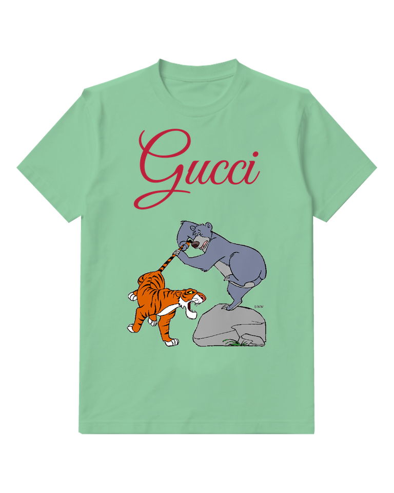 Sage Green Baloo Pulls Tiger By Tail Graphic T-Shirt - front product view