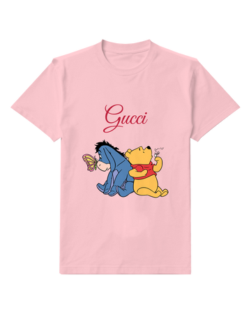 Blush Pink Eeyore And Pooh With Butterfly Graphic T-Shirt - front product view