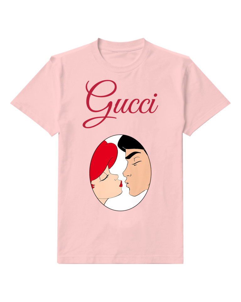 Blush Pink Ariel And Eric Kissing Face To Face Graphic T-Shirt - front product view