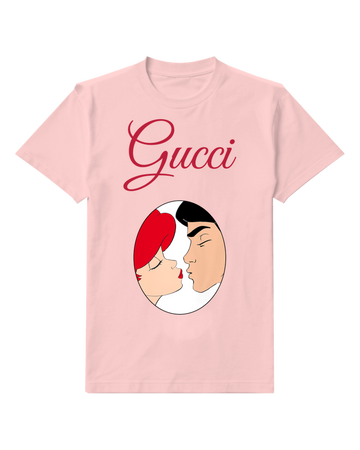 Blush Pink Ariel And Eric Kissing Face To Face Graphic T-Shirt - front product view