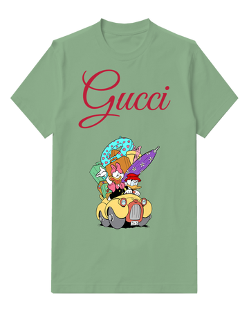 Sage Green Daisy And Donald In Packed Car Graphic T-Shirt - front product view
