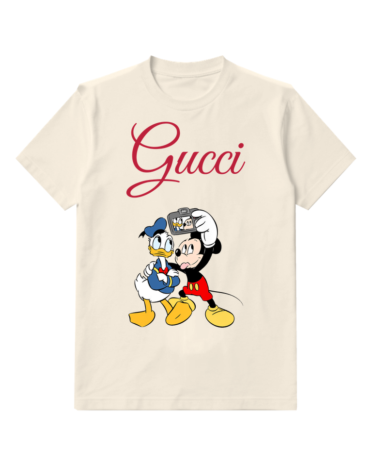 Ivory Mickey And Donald Taking Selfie Graphic T-Shirt - front product view