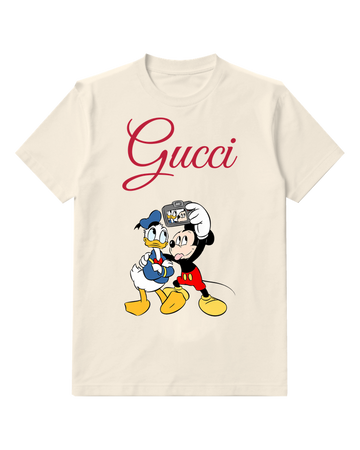 Ivory Mickey And Donald Taking Selfie Graphic T-Shirt - front product view