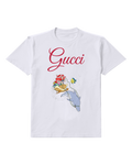 White Ariel Rides Dolphin With Flounder Graphic T-Shirt - front product view