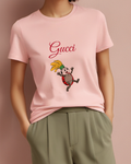 Blush Pink Small Insect Yellow Plume Graphic T-Shirt - model wearing view