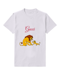 Light Gray Mufasa And Simba Crouching Together Graphic T-Shirt - front product view