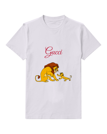 Light Gray Mufasa And Simba Crouching Together Graphic T-Shirt - front product view