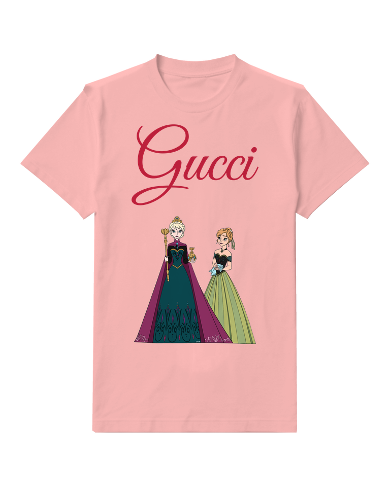 Blush Pink Elsa And Anna In Coronation Attire Graphic T-Shirt - front product view