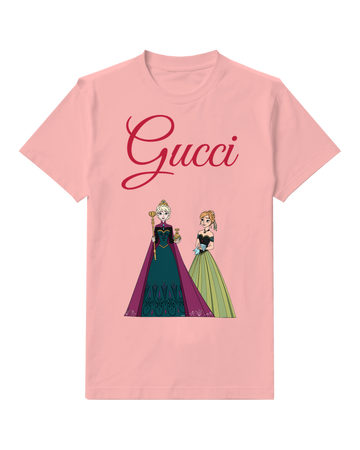Blush Pink Elsa And Anna In Coronation Attire Graphic T-Shirt - front product view