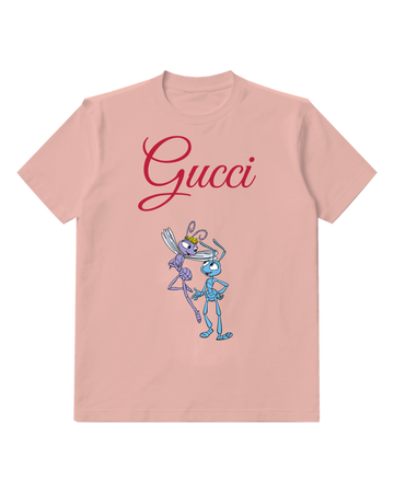 Blush Pink Two Blue Ants Standing Graphic T-Shirt - front product view