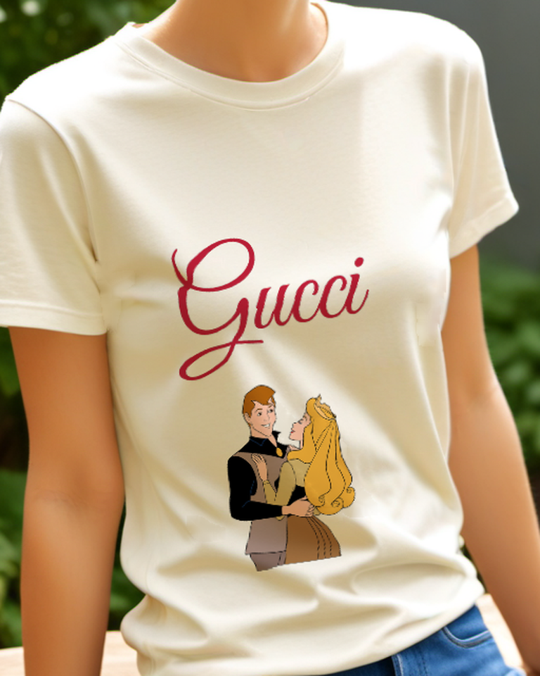 Ivory Aurora And Prince In Embrace Graphic T-Shirt - model wearing view