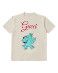 Ivory Blue Furry Monster Purple Spots Graphic T-Shirt - front product view