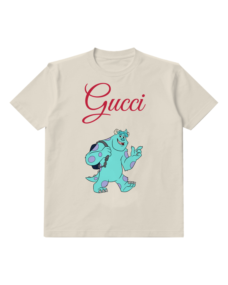 Ivory Blue Furry Monster Purple Spots Graphic T-Shirt - front product view