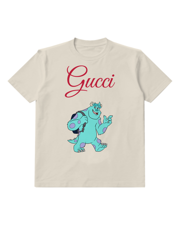 Ivory Blue Furry Monster Purple Spots Graphic T-Shirt - front product view