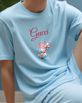 Sky Blue Donald And Daisy In Heart Shapes Graphic T-Shirt - model wearing view
