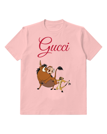 Blush Pink Pumbaa And Timon In Playful Chase Graphic T-Shirt - front product view