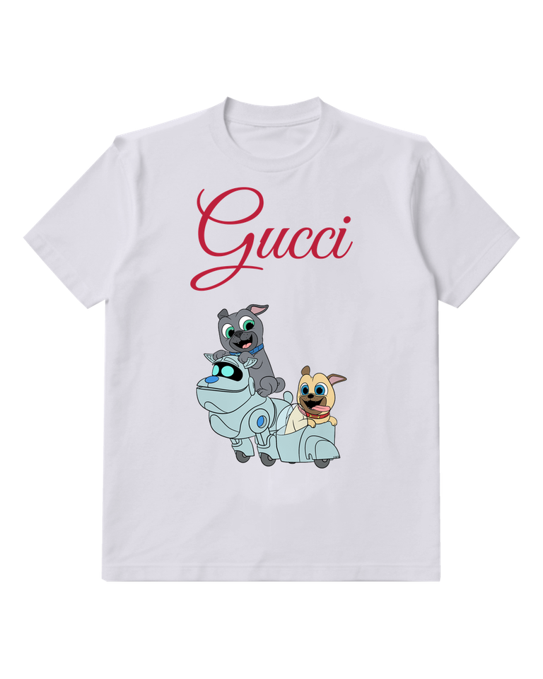 Light Gray Bingo And Rolly On Robotic Vehicle Graphic T-Shirt - front product view