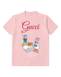 Blush Pink Donald And Daisy Holding Pizza Graphic T-Shirt - front product view