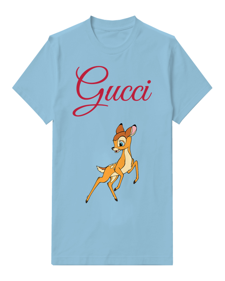 Sky Blue Little Deer Raised Foreleg Graphic T-Shirt - front product view