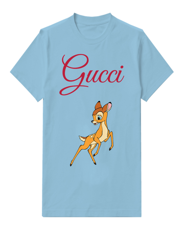 Sky Blue Little Deer Raised Foreleg Graphic T-Shirt - front product view