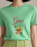 Sage Green Pooh And Piglet Hiking Together Graphic T-Shirt - model wearing view