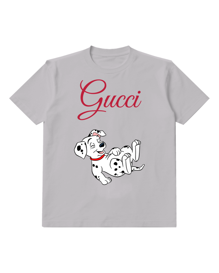 Light Gray Spotted Puppy Reclining Graphic T-Shirt - front product view