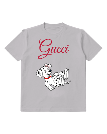 Light Gray Spotted Puppy Reclining Graphic T-Shirt - front product view