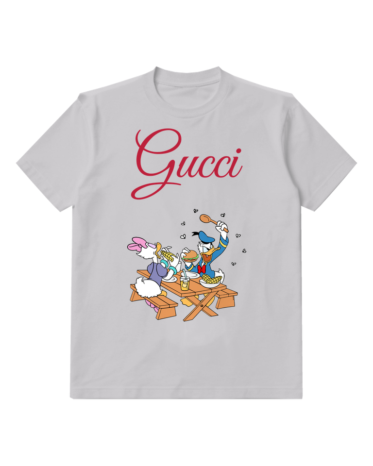 Light Gray Donald Duck And Daisy Duck At Picnic Graphic T-Shirt - front product view