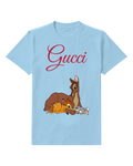 Sky Blue Doe Resting With Bambi And A Rabbit Graphic T-Shirt - front product view