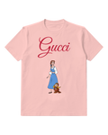 Blush Pink Belle Standing Beside Cogsworth In Blue Dress Graphic T-Shirt - front product view