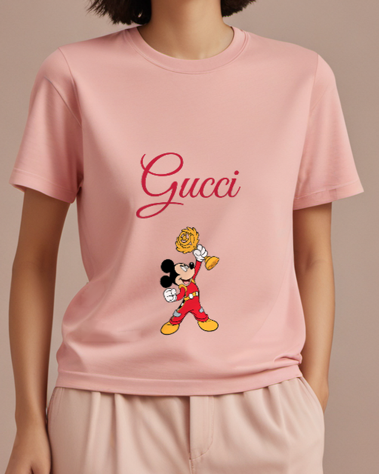 Blush Pink Mouse Golden Sunflower Graphic T-Shirt - front product view