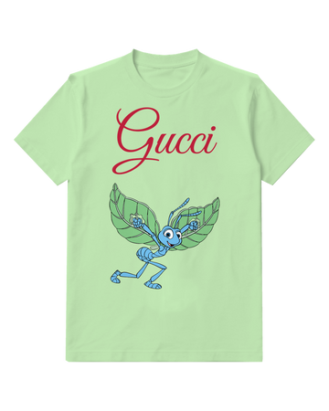 Sage Green Blue Ant Holding Green Leaves Graphic T-Shirt - front product view