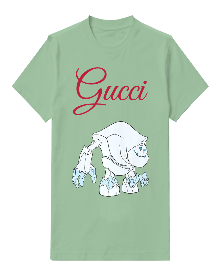 Sage Green White Snow Creature Large Claws Graphic T-Shirt - front product view