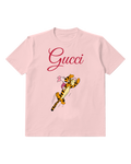 Blush Pink Piglet Riding On Tigger In Midair Graphic T-Shirt - front product view