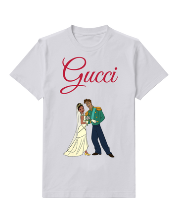 Light Gray Tiana And Prince Naveen Wedding Couple Graphic T-Shirt - front product view