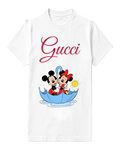 White Mickey And Minnie In Umbrella Boat Graphic T-Shirt - front product view