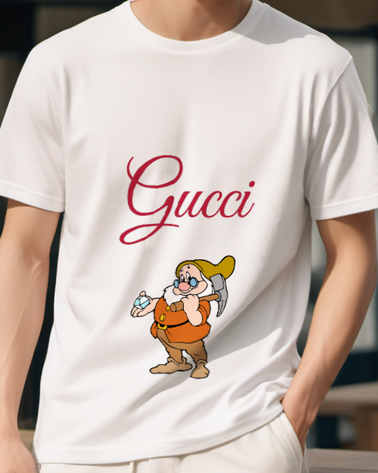 White Bespectacled Dwarf Tiny Object Graphic T-Shirt - model wearing view