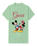 Sage Green Mickey And Minnie Embracing Warmly Graphic T-Shirt - front product view
