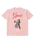 Blush Pink Rapunzel And Flynn Rider Holding A Frying Pan Graphic T-Shirt - front product view