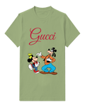 Olive Green Mickey And Goofy Dancing Together Graphic T-Shirt - front product view