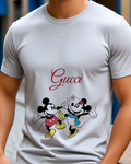 Pale Lavender Mickey And Minnie Dancing Together Graphic T-Shirt - model wearing view