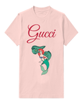 Blush Pink Green Tailed Mermaid Side Pose Graphic T-Shirt - front product view