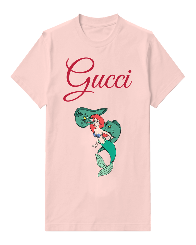 Blush Pink Green Tailed Mermaid Side Pose Graphic T-Shirt - front product view
