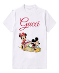 White Mickey And Minnie With Luggage Graphic T-Shirt - front product view
