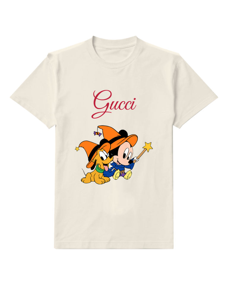 Light Gray Mickey And Pluto In Halloween Hats Graphic T-Shirt - front product view