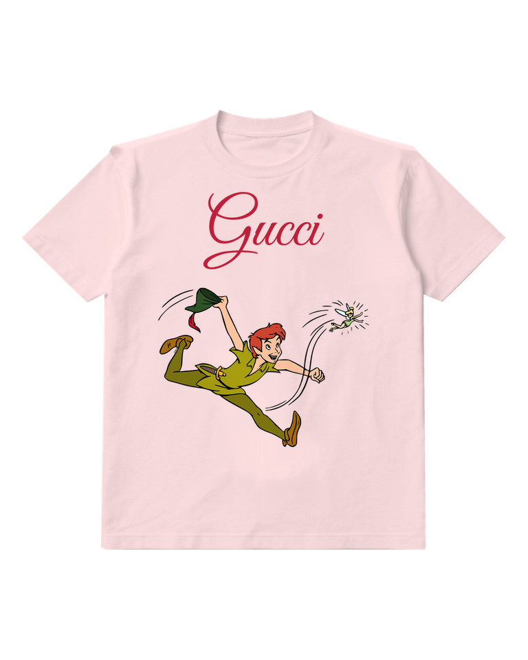 Blush Pink Peter Pan Leaping Mid Air Graphic T-Shirt - front product view